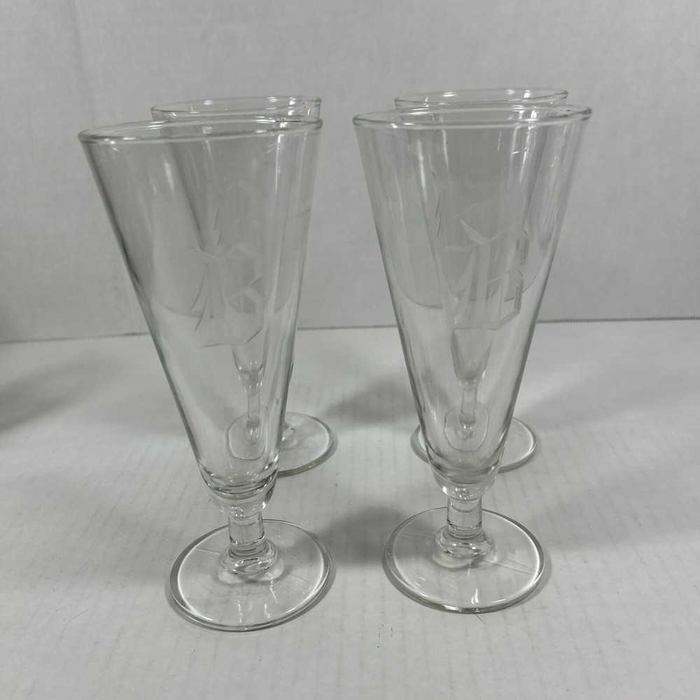 Princess House Set 4 Pilser Beer Glasses Monogram Etched B